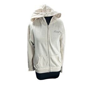 Hard Rock Cafe Tampa Bay Zip-Up Hoodie Large Beige Cotton Blend